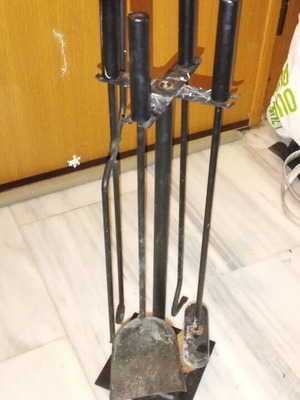 Fireplace tool set with stand used, very good condition