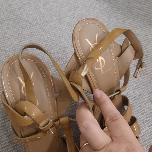 YSL Saint Laurent Tribute patent leather sandals used, size 41