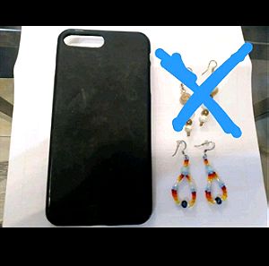 Σκουλαρίκια χειροποίητα πολύχρωμα 1 ζευγάρι μαζί δώρο θήκη για κινητό iPhone 7 plus.