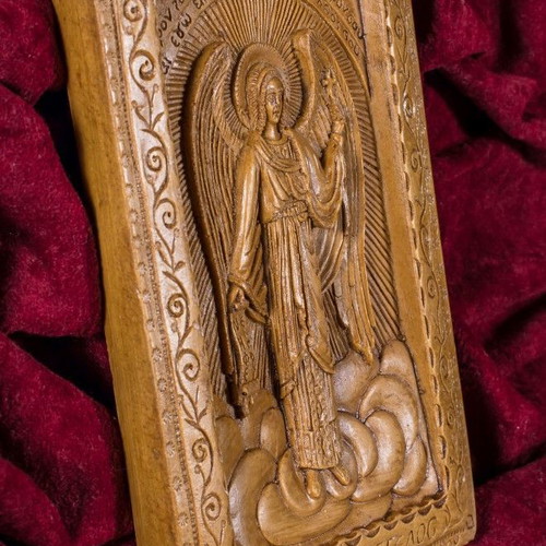 Guardian Angel image made of wax, mastic and incense