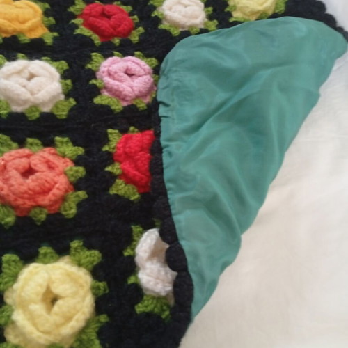 Wool pillowcase used, old needlework with embroidery