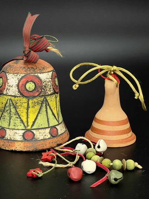 Ceramic handmade bells pack of 2, height 11 and 8 cm like new