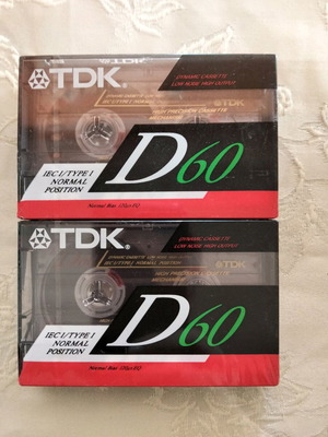 TDK D 60 cassettes new sealed, pack of 2