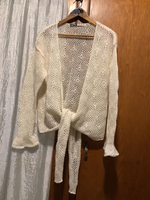 Acrobat wool cardigan like new, ecru machine-knit mohair blend