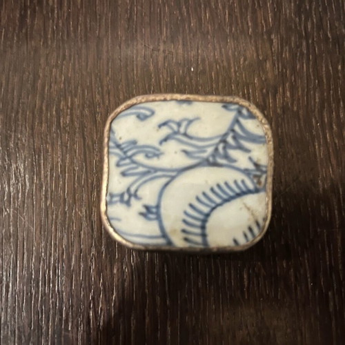 Japanese ceramic-metal mini jewelry box used antique
