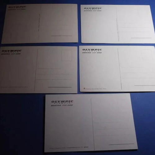 Olympic Airlines Boeing 737 Postcards new, pack of 5, 1970s-1980s