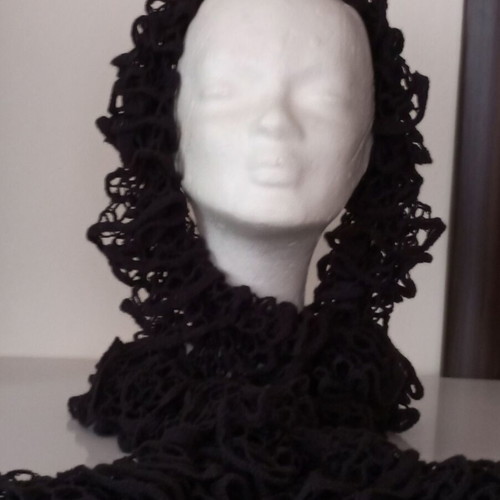 Long black scarf new with loop design