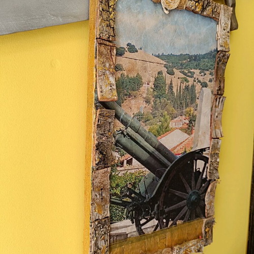 Handmade Cannon Painting new with Kalavryta photo 20x34