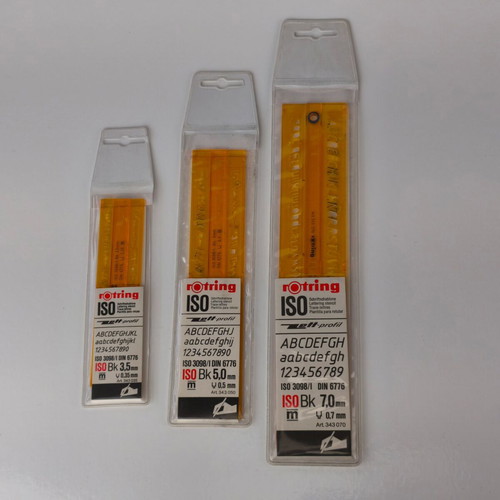 Rotring ISO DIN Technical Drawing Stencil Set used, 3 sizes