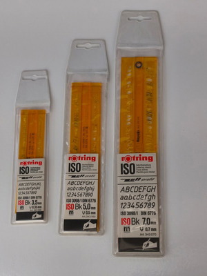 Rotring ISO DIN Technical Drawing Stencil Set used, 3 sizes