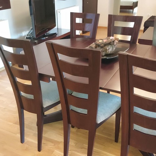 Folding dining table with 6 chairs Wege like new