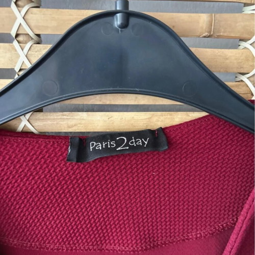 Paris2day Burgundy Open-Front Blazer with Zipper Pockets, One Size