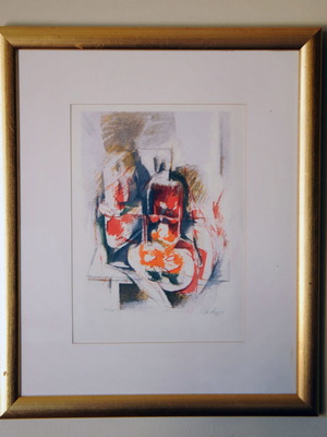 Silk screen print numbered by A. Apergis with frame