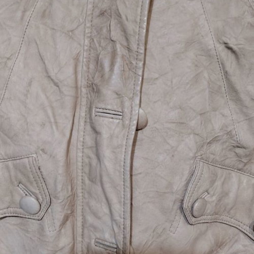 Lynne leather jacket used, beige bomber with fur hood