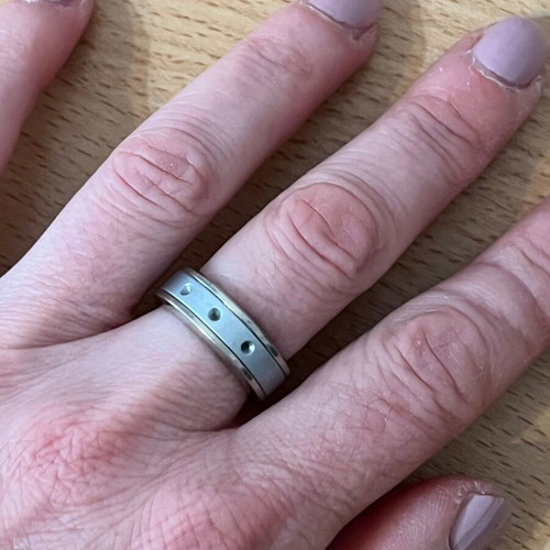 Stainless Steel Ring used with Brushed Center and Dot Detail