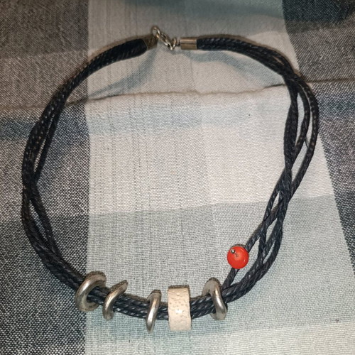 Handmade necklace used, black and red
