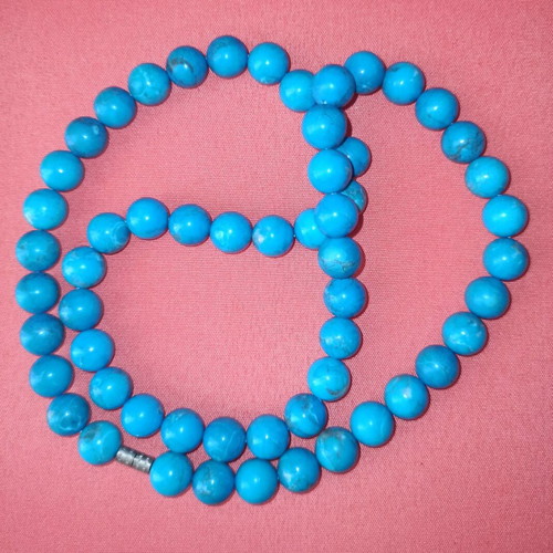 Faux pearl necklaces used, red and turquoise, set of two