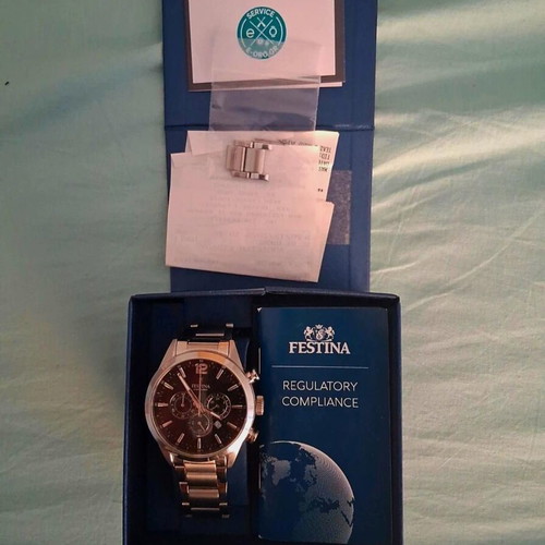 Festina men's wristwatch, grey, with box and warranty