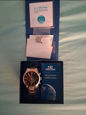 Festina men's wristwatch, grey, with box and warranty