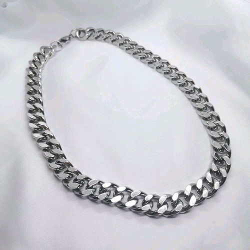 Stainless Steel Curb Chain Necklace 50 cm new, silver