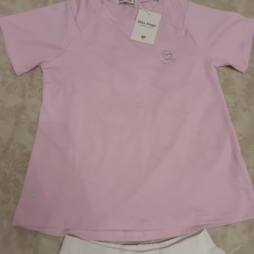 Girls' sports set, white and pink, size 152 cm