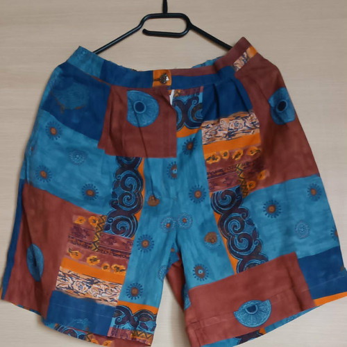 Wool set with jacket and shorts, blue and orange