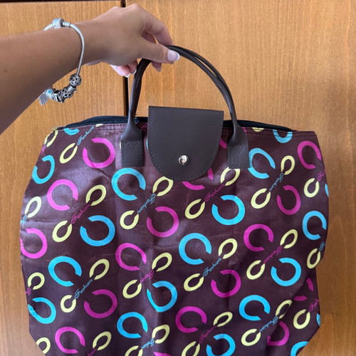Large handbag new, fabric brown multicolor