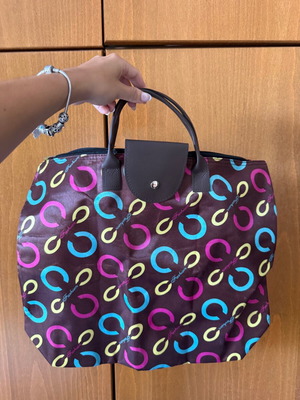 Large handbag new, fabric brown multicolor