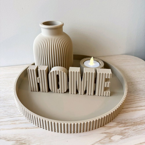 3D print living room decor set like new with tray, home logo, vase, tealight holder