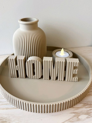 3D print living room decor set like new with tray, home logo, vase, tealight holder