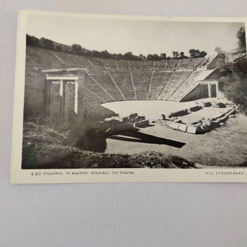 Black and white postcard Epidaurus The Theatre by Nik. Stournaras used