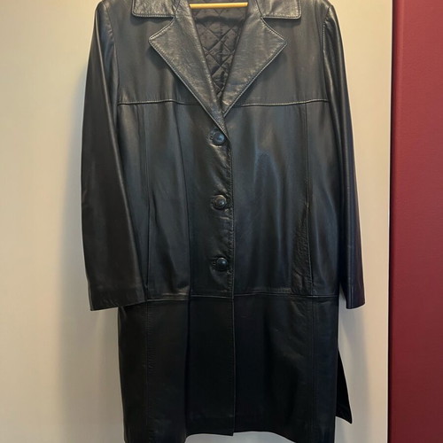 Leather coat used, black, size M