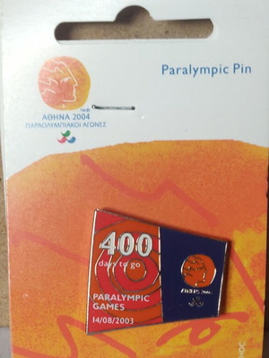 Αθήνα 2004 Παραολυμπιακοί Αγώνες συλλεκτικό pin 400 Days to Go, σφραγισμένο