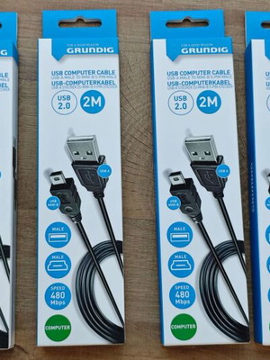 Καλώδια δεδομένων Grundig USB-A προς USB-B 2 μέτρα, πακέτο 6, καινούργια