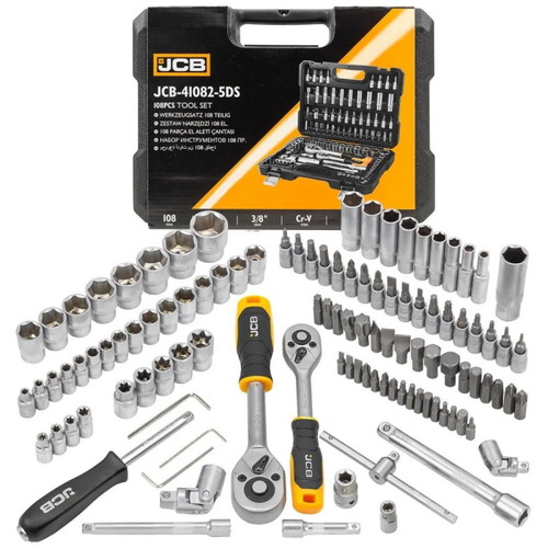 JCB Socket Set 108 Pieces New, 1/2 and 3/8 Inch