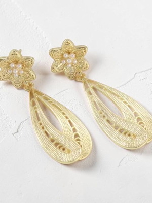 Drop earrings new, gold tone, hypoallergenic brass