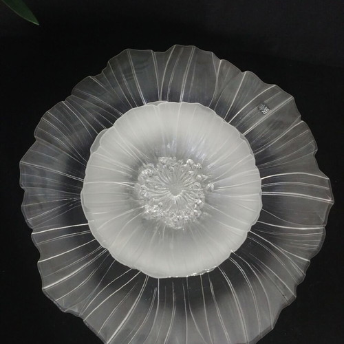 Maleras "Wind Flower" pasta set used, lead crystal by Mats Jonasson 80s