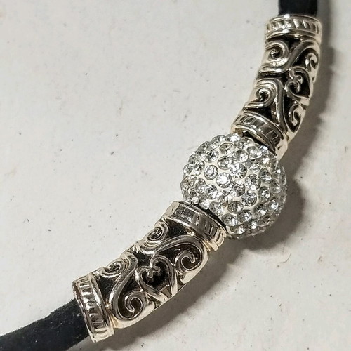 Necklace used black fabric cord with silver magnetic clasp
