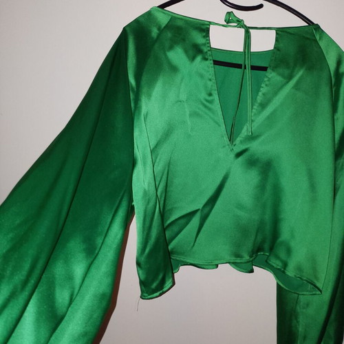 Green satin blouse H&M new, size medium/small