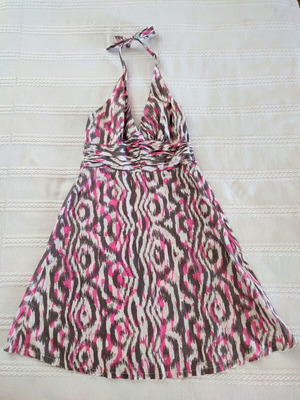H&M Divided Patterned Halterneck Dress like new, size 34, multicolor pink