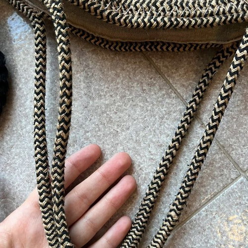 Parfois round straw shoulder and hand bag, beige and black