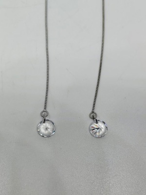 Silver Drop Chain Earrings with Swarovski Crystals like new