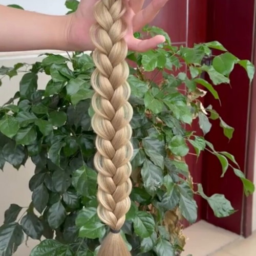 Braided Ponytail 62 cm Platinum Color New