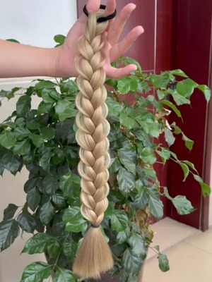 Braided Ponytail 62 cm Platinum Color New