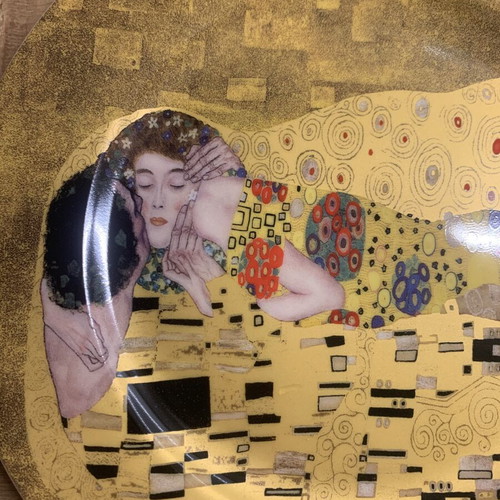 Gustav Klimt The Kiss porcelain dessert plates set of 2 new