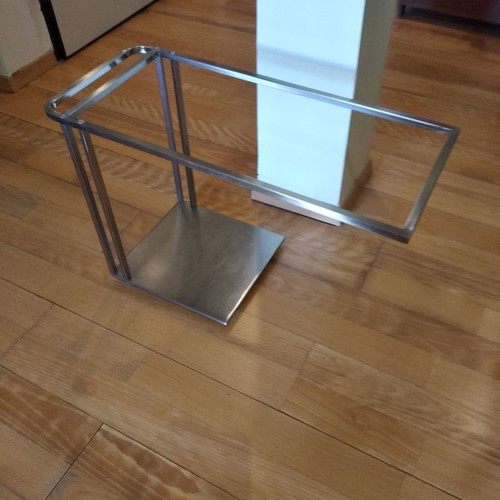 Tavolino 5 side table used, stainless steel and Wenge wood