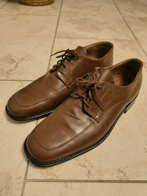 Leather men's shoes used, size 44, brown loafers