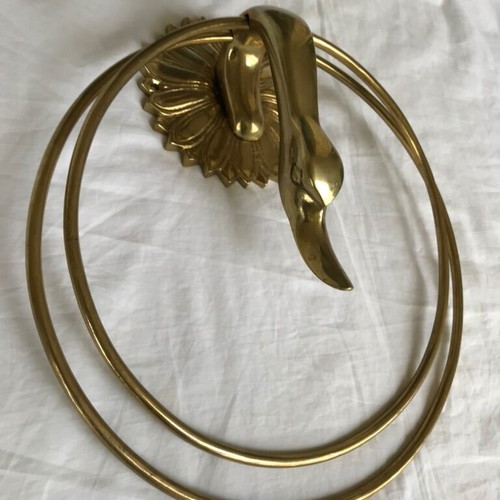 Set of rings used, brass antique curtain or towel holders in gold color