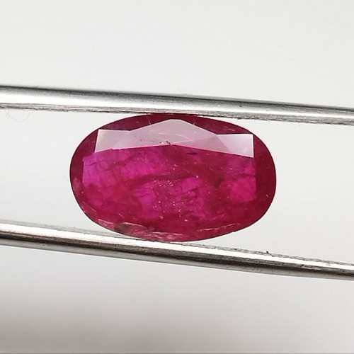Natural unheated ruby 2.08 carat vivid red oval