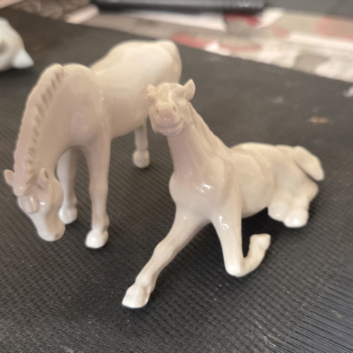 Blanc De Chine Porcelain Horse Pair like new, mid-century 1950s-60s